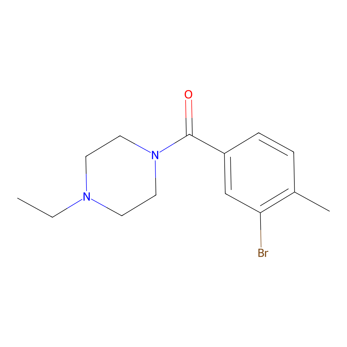 (3-Bromo-4-methylphenyl)(4-ethyl-1-piperazinyl)methanone molecular structure, CAS 1518895-38-9