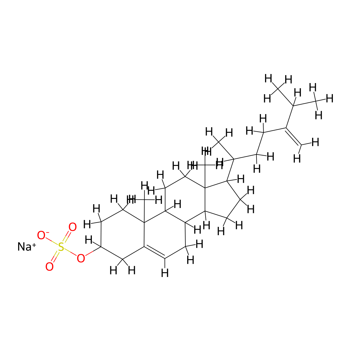 sodium [10,13-dimethyl-17-(6-methyl-5-methylideneheptan-2-yl)-2,3,4,7,8,9,11,12,14,15,16,17-dodecahydro-1H-cyclopenta[a]phenanthren-3-yl] sulfate molecular structure, CAS 151890-97-0