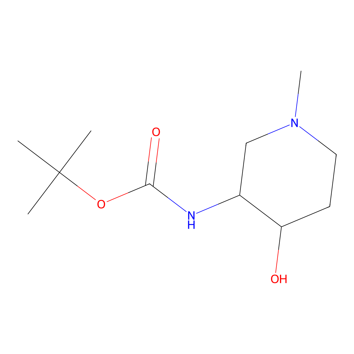 tert-butyl N-(4-hydroxy-1-methylpiperidin-3-yl)carbamate molecular structure, CAS 1518914-25-4