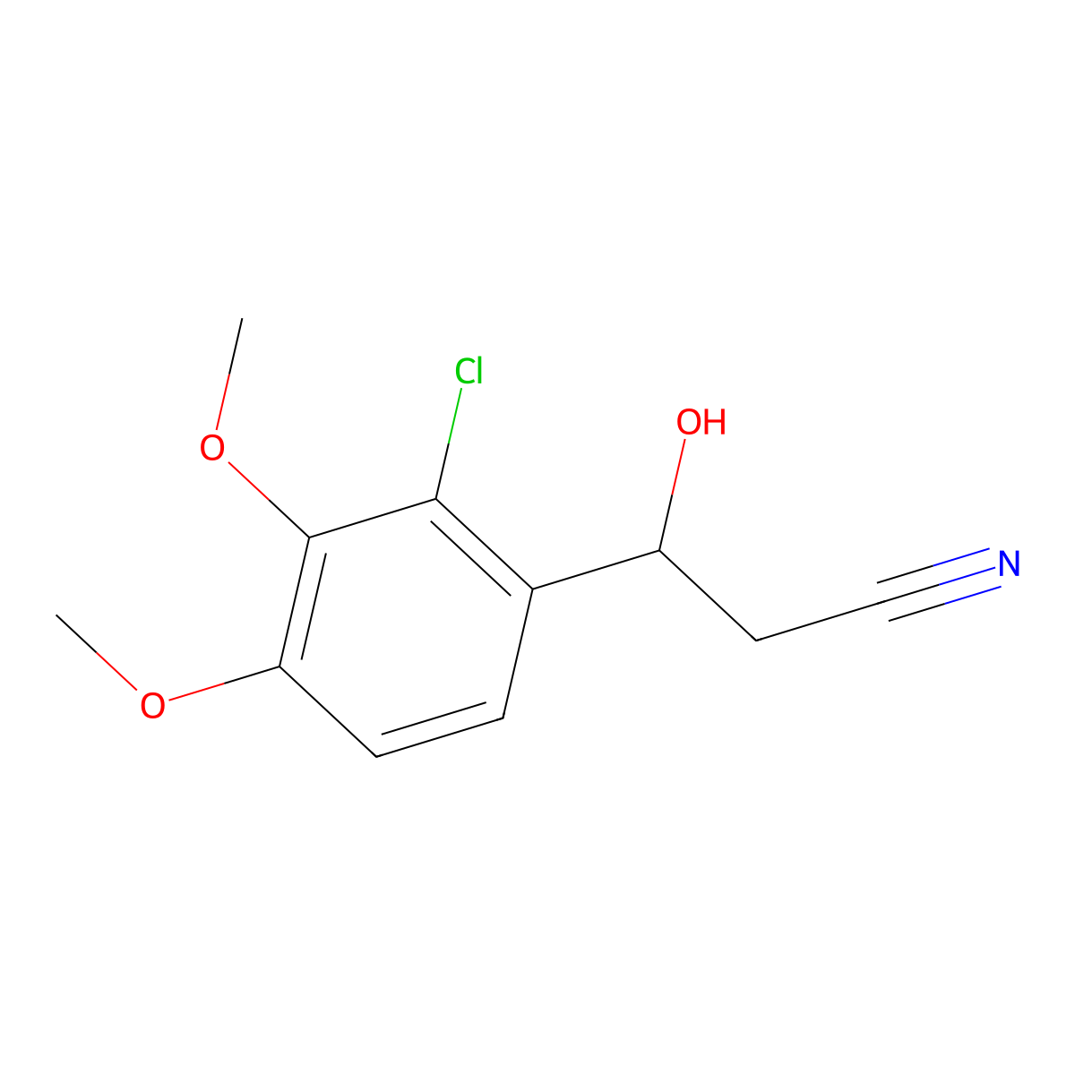 3-(2-Chloro-3,4-dimethoxyphenyl)-3-hydroxypropanenitrile molecular structure, CAS 1518922-60-5