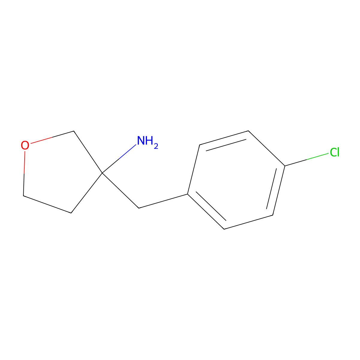 3-[(4-Chlorophenyl)methyl]oxolan-3-amine molecular structure, CAS 1518928-37-4