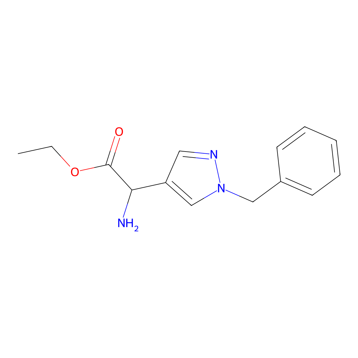 ethyl 2-amino-2-(1-benzyl-1H-pyrazol-4-yl)acetate molecular structure, CAS 1518948-48-5