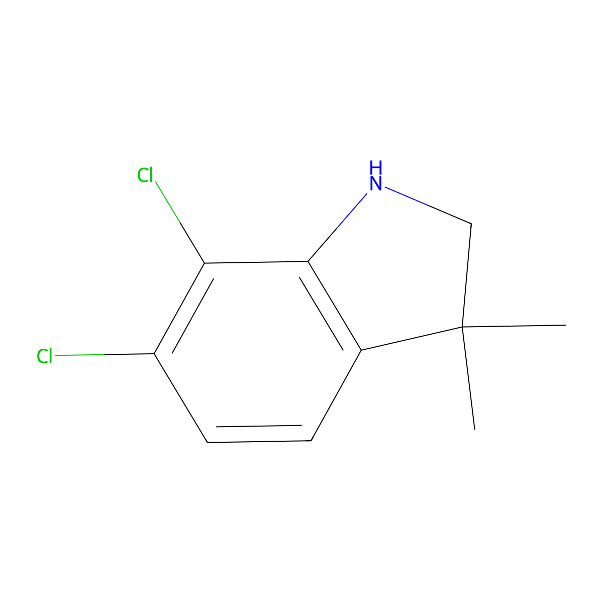 6,7-dichloro-3,3-dimethyl-2,3-dihydro-1H-indole molecular structure, CAS 1518954-57-8