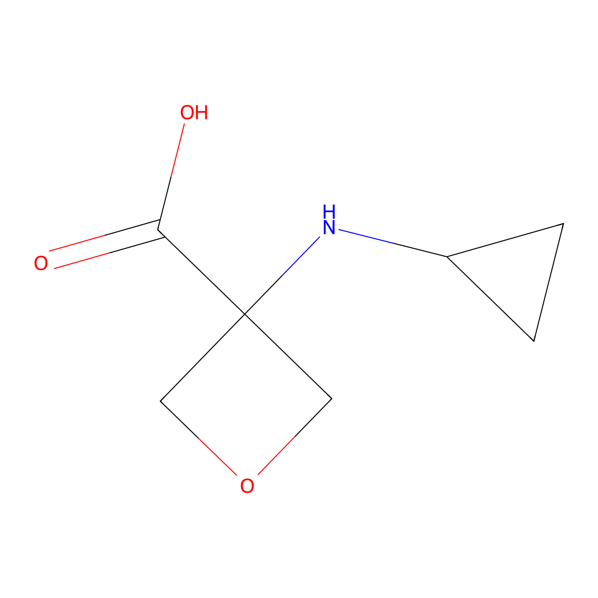 3-(Cyclopropylamino)oxetane-3-carboxylicacid molecular structure, CAS 1518958-39-8