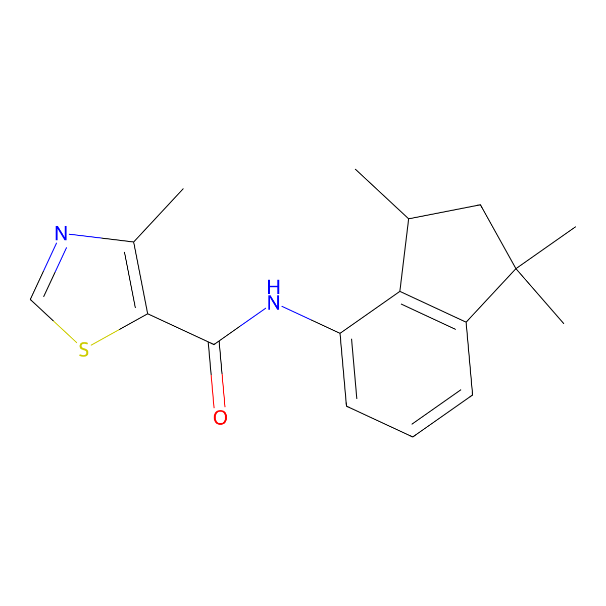4-methyl-N-(1,1,3-trimethyl-2,3-dihydro-1H-inden-4-yl)-1,3-thiazole-5-carboxamide molecular structure, CAS 151897-95-9