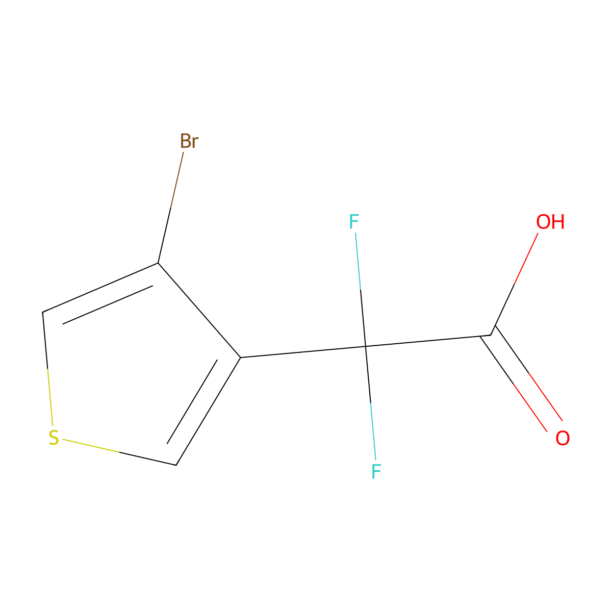 2-(4-Bromothiophen-3-yl)-2,2-difluoroacetic acid molecular structure, CAS 1518974-67-8