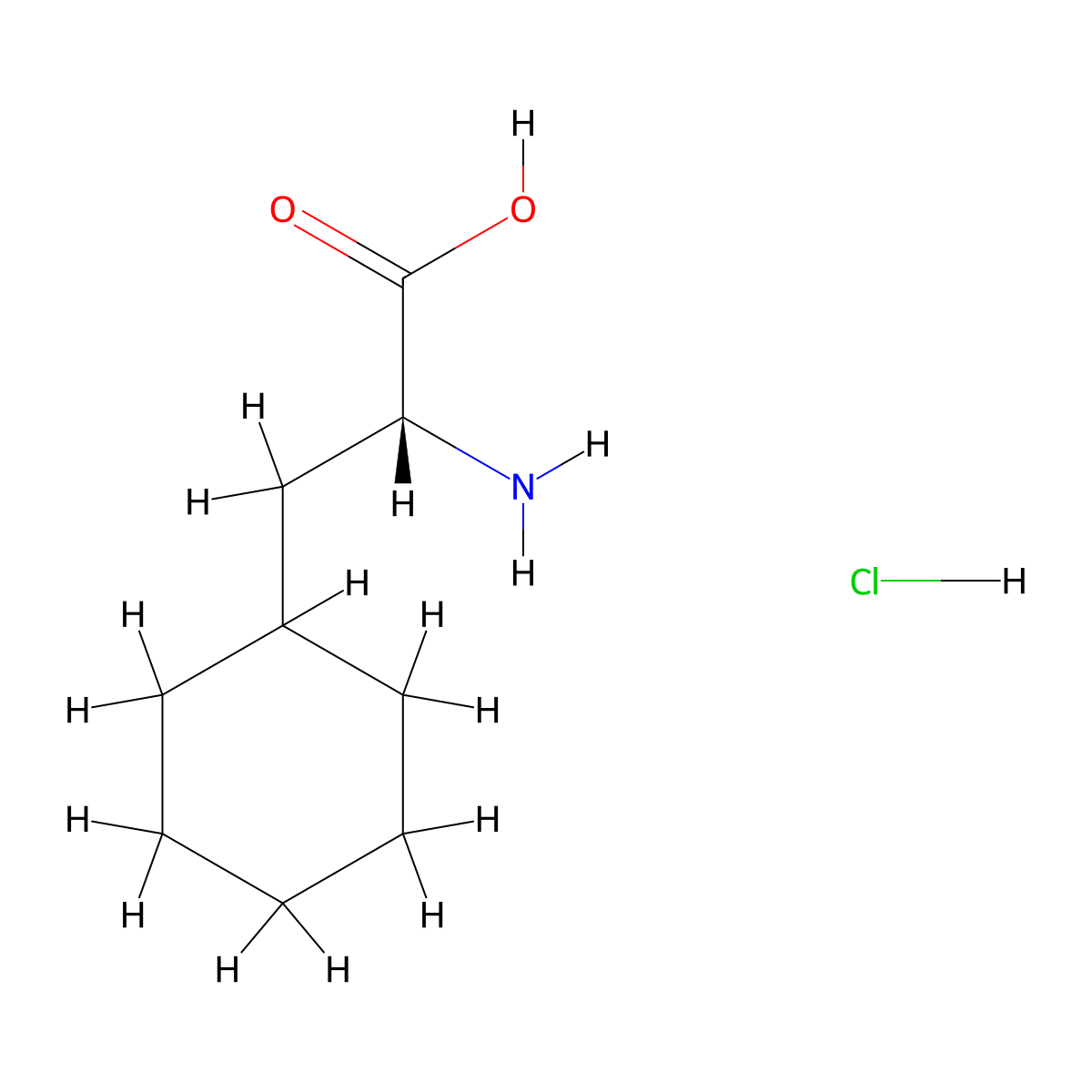 (R)-2-Amino-3-cyclohexylpropanoic acid hydrochloride molecular structure, CAS 151899-07-9