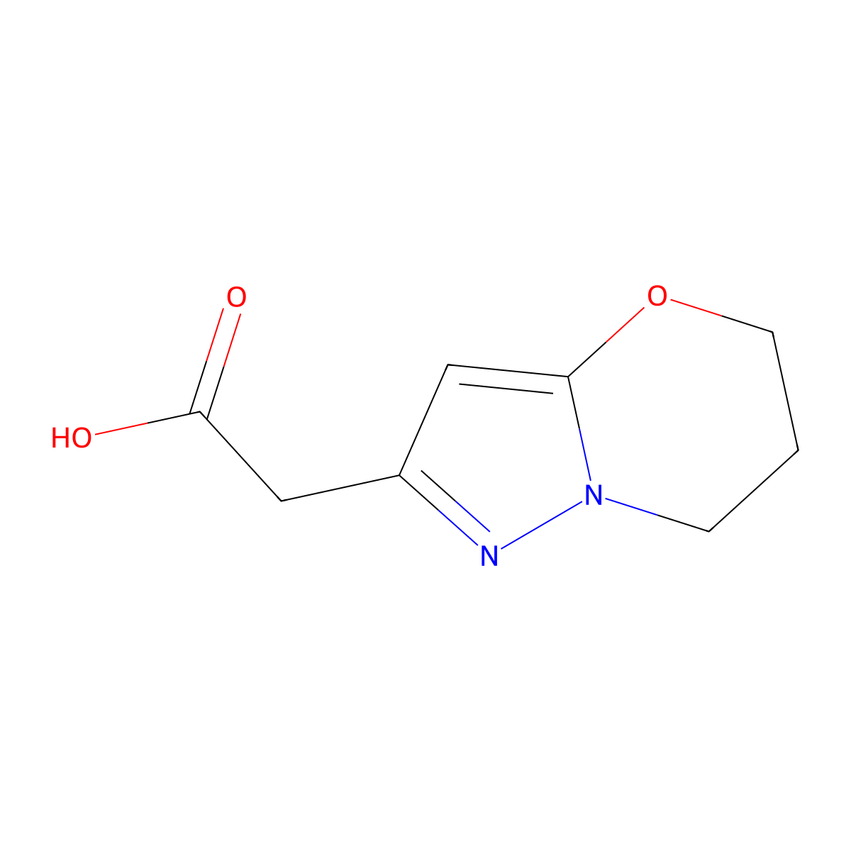 2-{5H,6H,7H-pyrazolo[3,2-b][1,3]oxazin-2-yl}acetic acid molecular structure, CAS 1518990-83-4