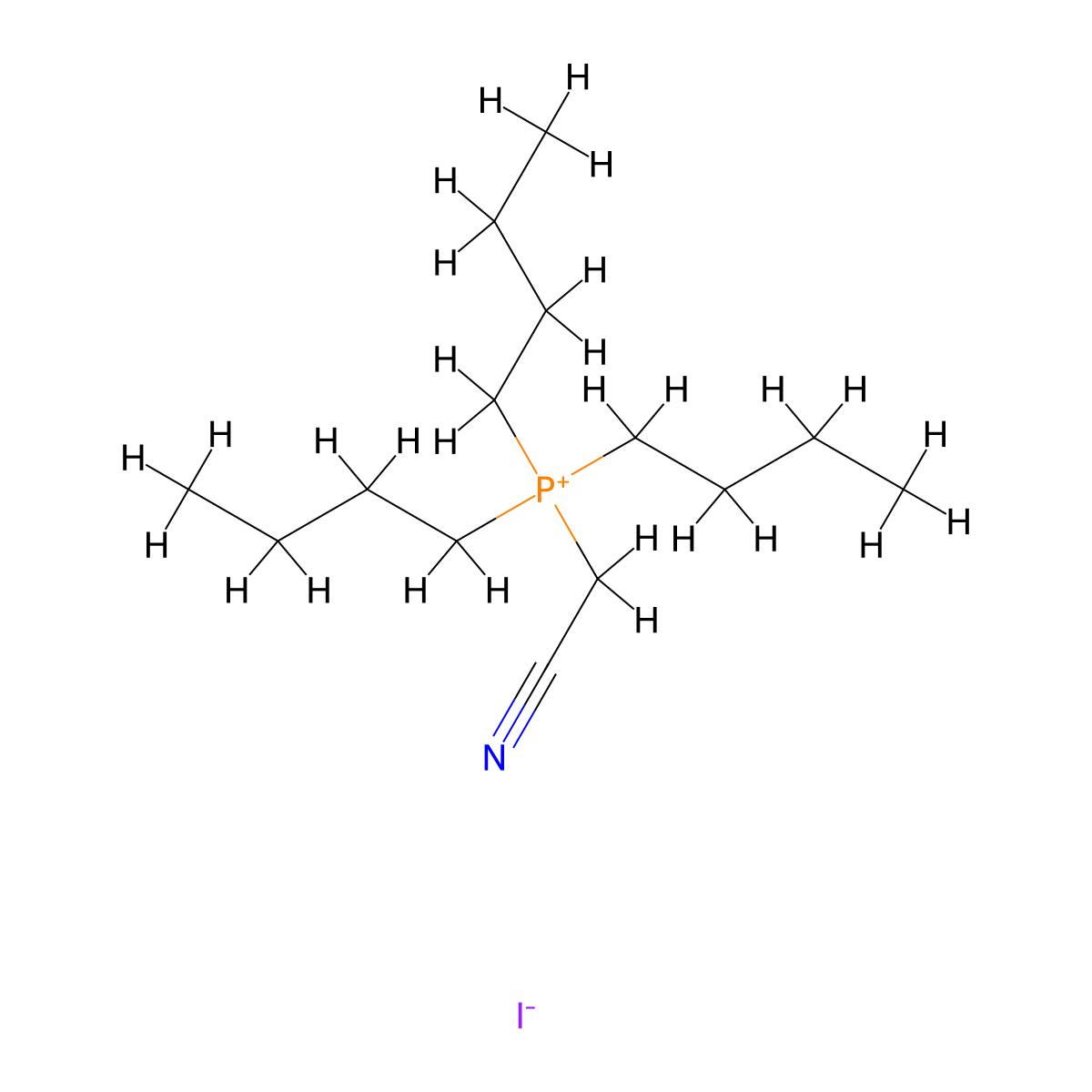 Tributyl(cyanomethyl)phosphanium iodide molecular structure, CAS 1519-44-4