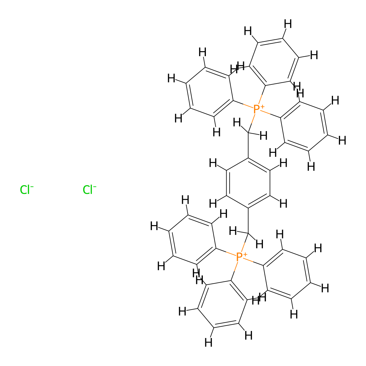 (p-Phenylenebis(methylene))bis(triphenylphosphonium) dichloride molecular structure, CAS 1519-47-7