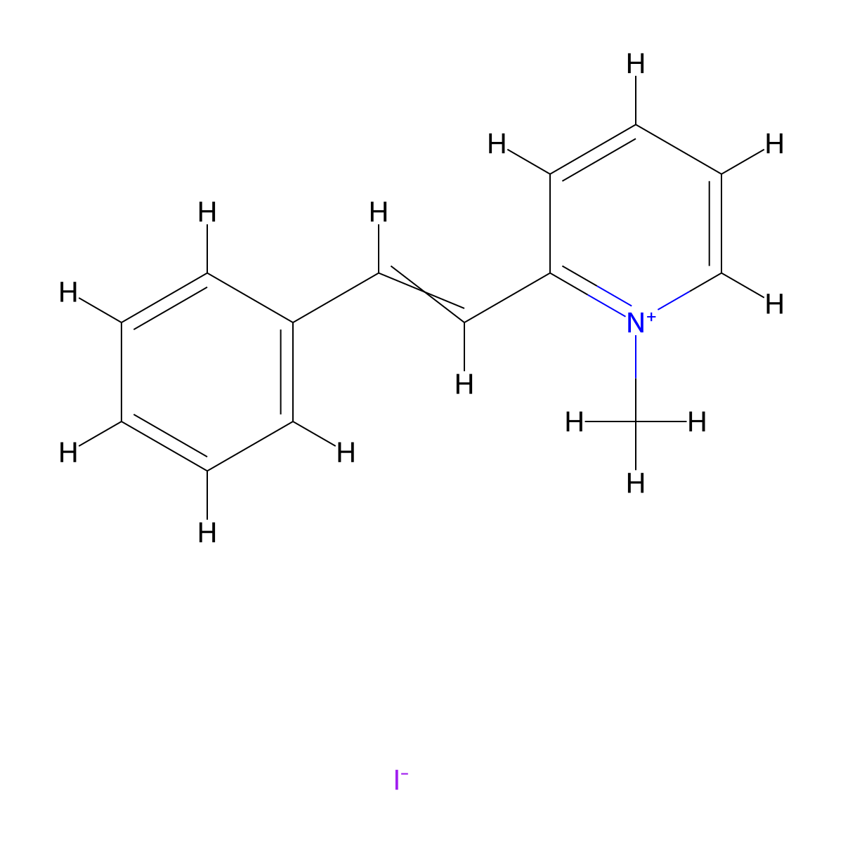 1-Methyl-2-(2-phenylethenyl)pyridin-1-ium iodide molecular structure, CAS 1519-58-0
