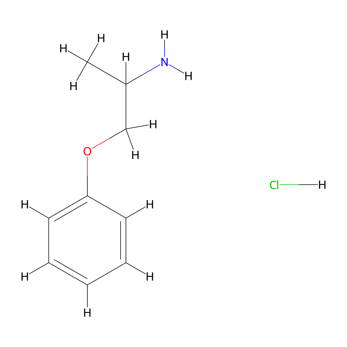 1-Phenoxypropan-2-amine hydrochloride molecular structure, CAS 1519-94-4