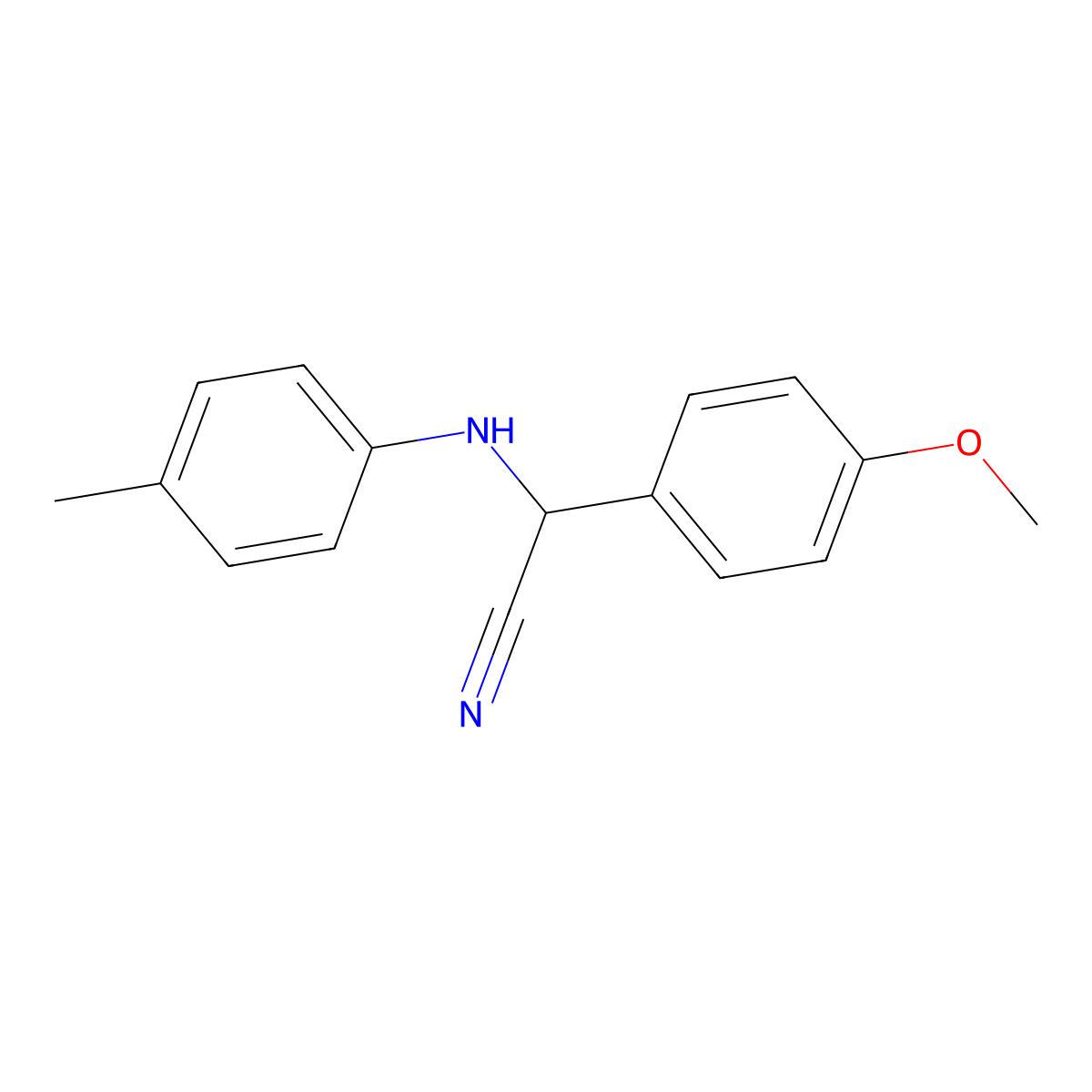 4-Methoxy-alpha-((4-methylphenyl)amino)benzeneacetonitrile molecular structure, CAS 15190-01-9