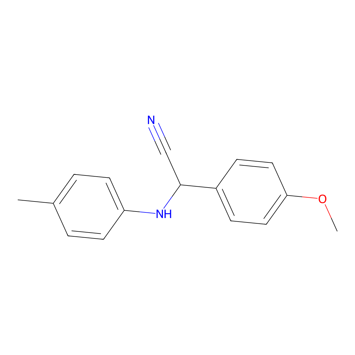 4-Methoxy-alpha-((4-methylphenyl)amino)benzeneacetonitrile molecular structure, CAS 15190-01-9