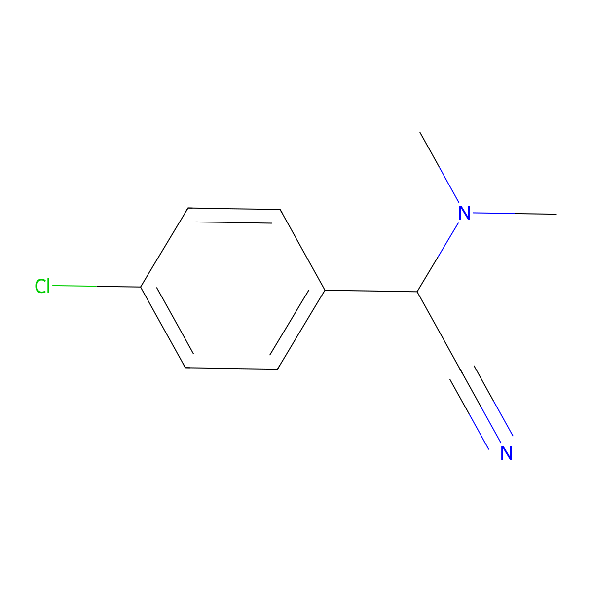 (4-Chlorophenyl)(dimethylamino)acetonitrile molecular structure, CAS 15190-08-6