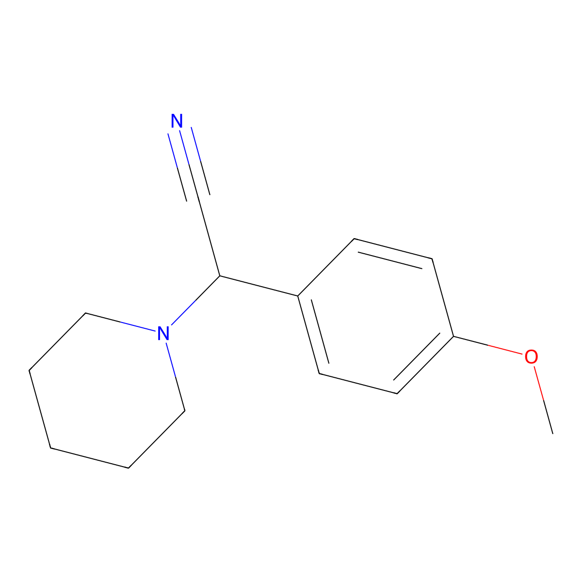 2-(4-Methoxyphenyl)-2-piperidinoacetonitrile molecular structure, CAS 15190-14-4