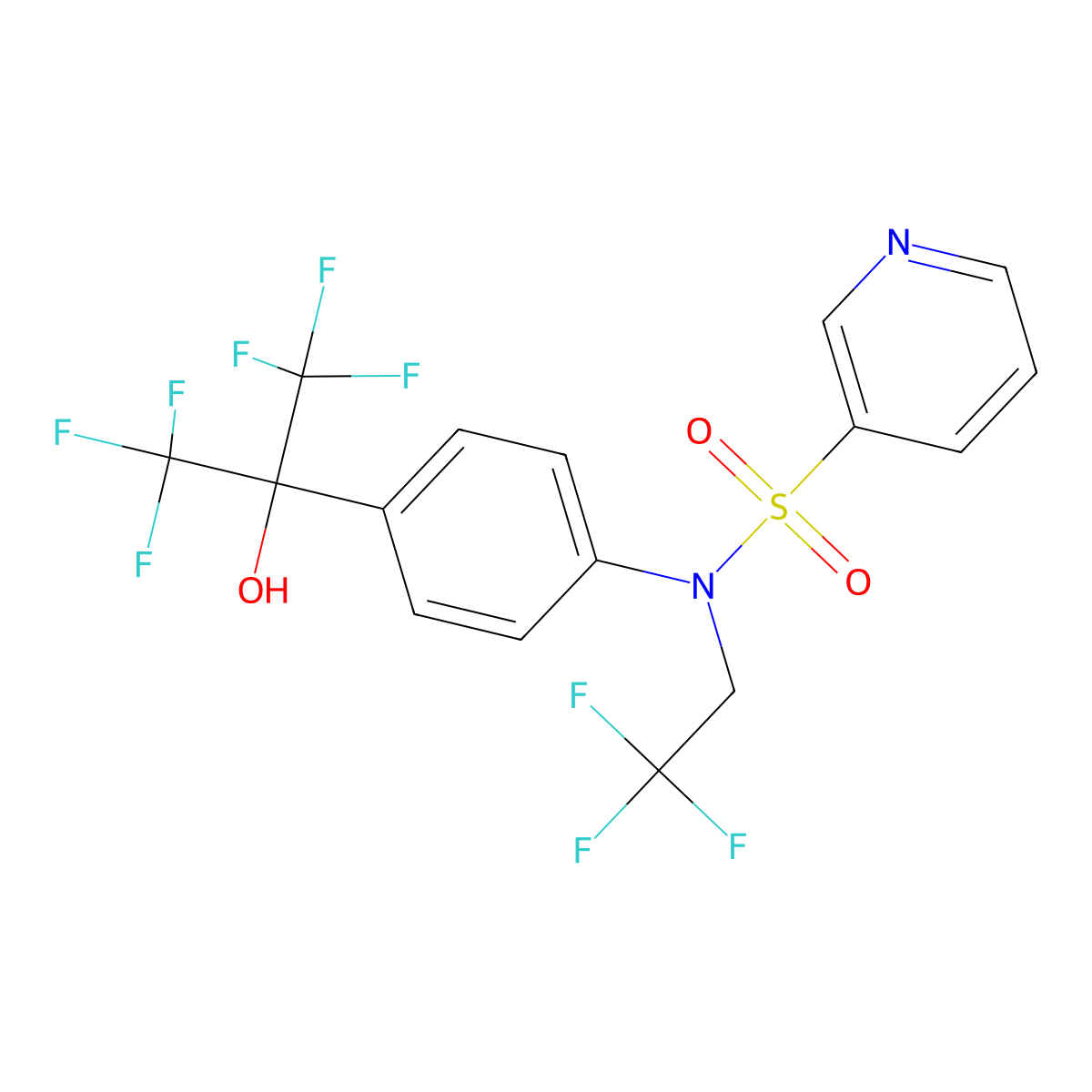 N-[4-(1,1,1,3,3,3-Hexafluoro-2-hydroxy-2-propyl)phenyl]-N-(2,2,2-trifluoroethyl)pyridine-3-sulfonamide molecular structure, CAS 1519012-83-9