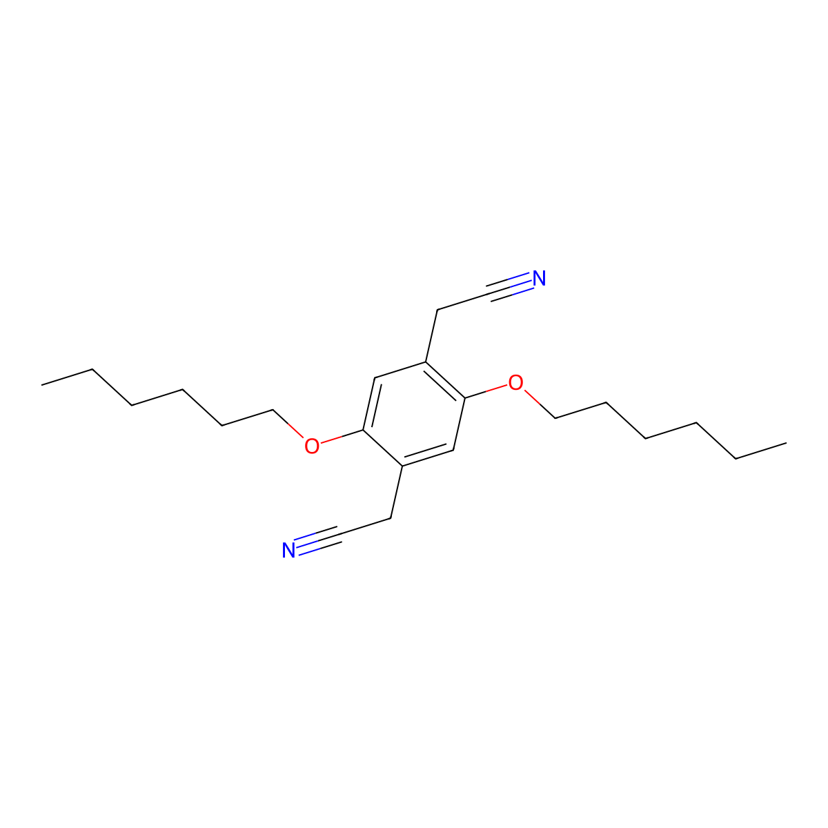 2,5-Bis(hexyloxy)benzene-1,4-diacetonitrile molecular structure, CAS 151903-53-6