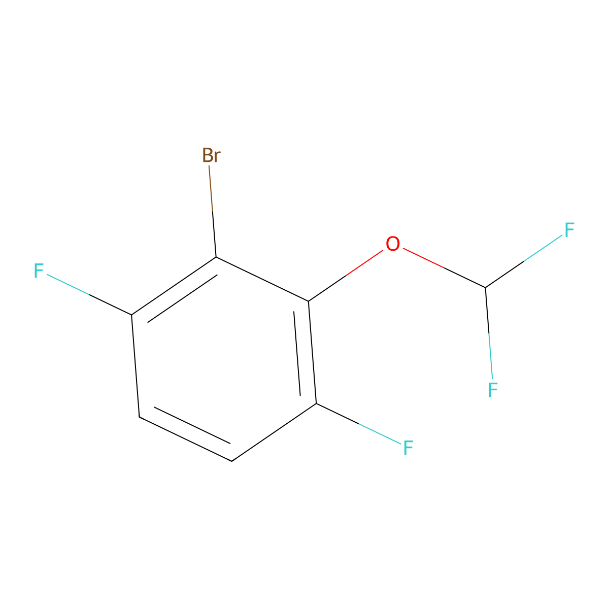 1-Bromo-3,6-difluoro-2-(difluoromethoxy)benzene molecular structure, CAS 1519049-10-5