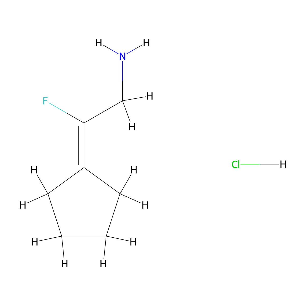 2-Cyclopentylidene-2-fluoroethan-1-amine hydrochloride molecular structure, CAS 1519055-74-3