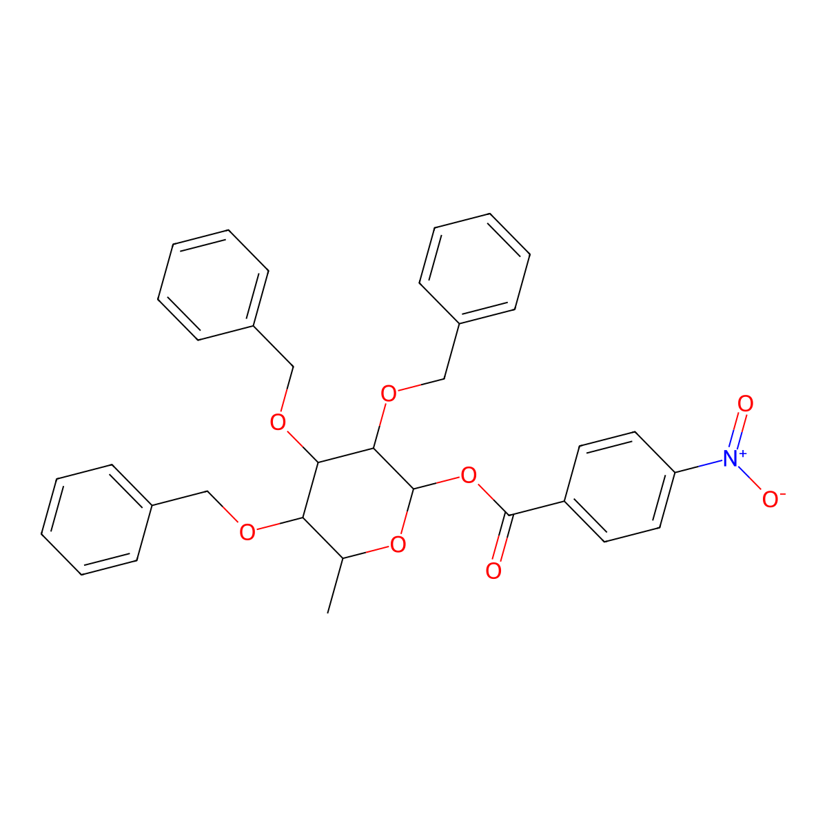 [6-Methyl-3,4,5-tris(phenylmethoxy)oxan-2-yl] 4-nitrobenzoate molecular structure, CAS 151909-88-5