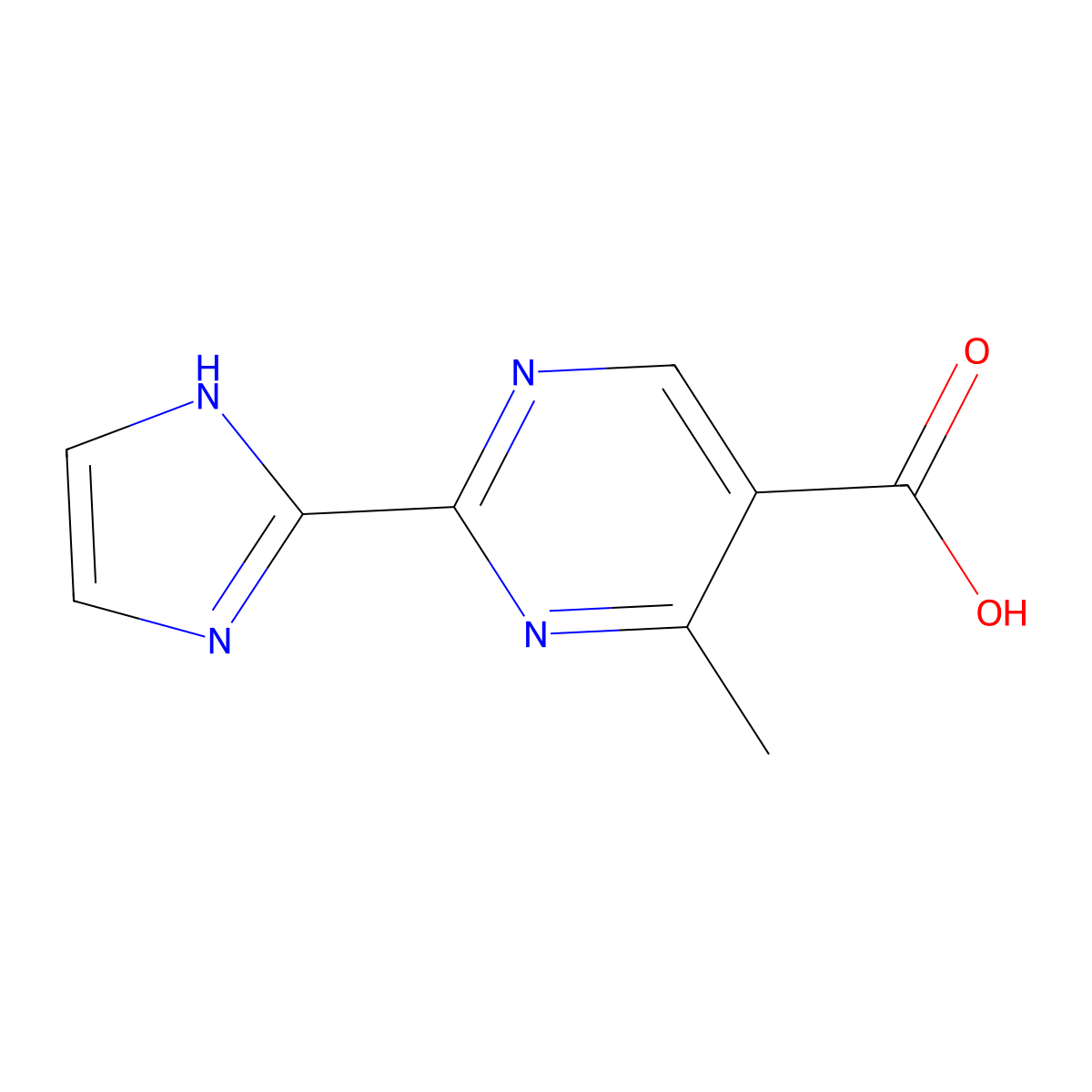 2-(1H-imidazol-2-yl)-4-methylpyrimidine-5-carboxylic acid molecular structure, CAS 1519130-06-3