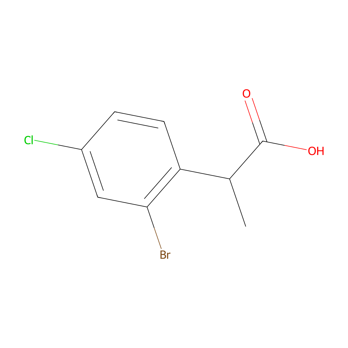 2-(2-Bromo-4-chlorophenyl)propanoic acid molecular structure, CAS 1519139-05-9
