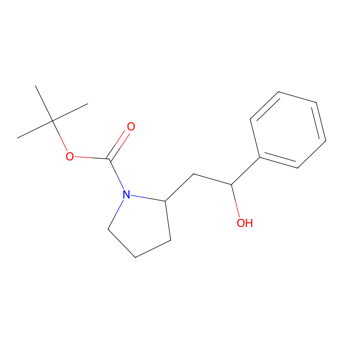 Tert-butyl 2-(2-hydroxy-2-phenylethyl)pyrrolidine-1-carboxylate molecular structure, CAS 1519141-81-1