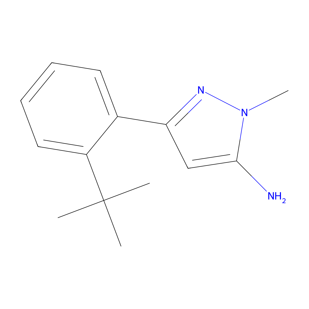 3-(2-tert-butylphenyl)-1-methyl-1H-pyrazol-5-amine molecular structure, CAS 1519156-11-6