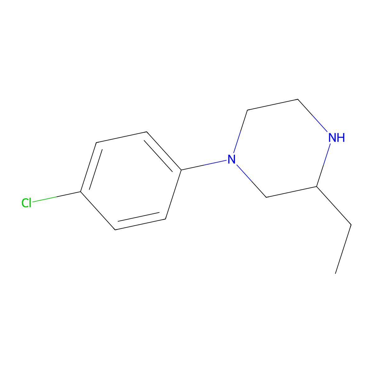 1-(4-Chlorophenyl)-3-ethylpiperazine molecular structure, CAS 1519157-14-2