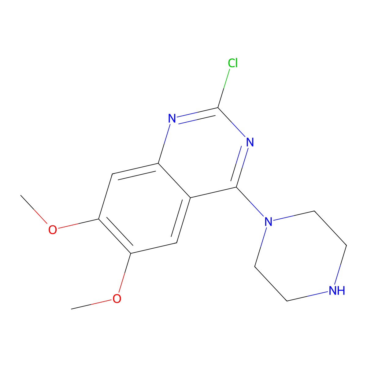 2-Chloro-6,7-dimethoxy-4-(piperazin-1-yl)quinazoline molecular structure, CAS 1519164-19-2