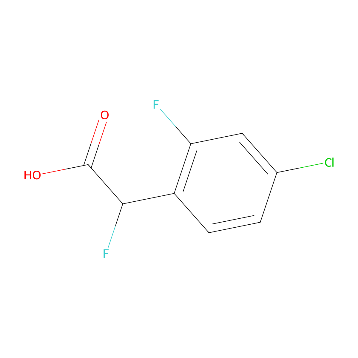 2-(4-Chloro-2-fluorophenyl)-2-fluoroacetic acid molecular structure, CAS 1519165-21-9