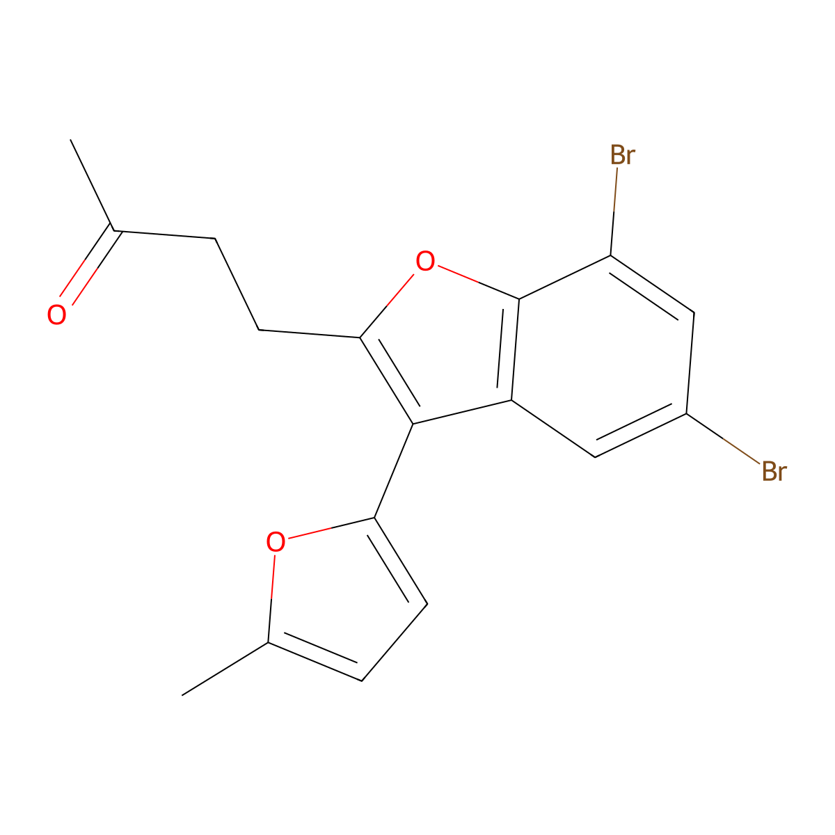 4-[5,7-Dibromo-3-(5-methylfuran-2-yl)-1-benzofuran-2-yl]butan-2-one molecular structure, CAS 151918-96-6