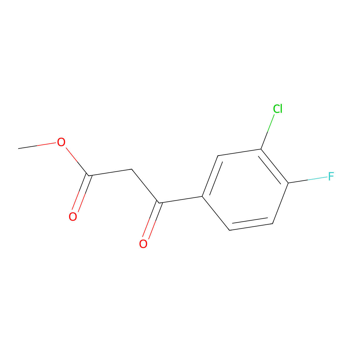 Methyl 3-(3-chloro-4-fluorophenyl)-3-oxopropanoate molecular structure, CAS 1519185-62-6