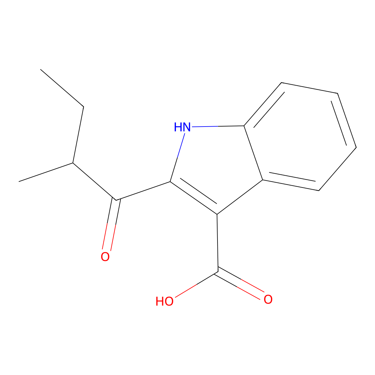 2-(2-methylbutanoyl)-1H-indole-3-carboxylic Acid molecular structure, CAS 151919-11-8