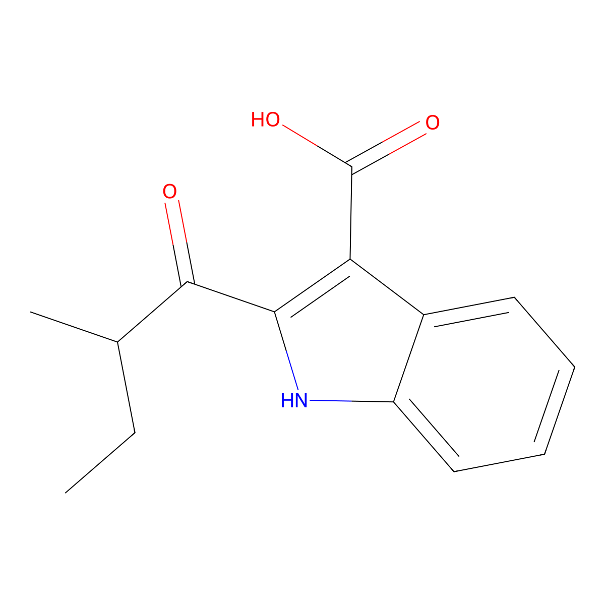 2-(2-methylbutanoyl)-1H-indole-3-carboxylic Acid molecular structure, CAS 151919-11-8