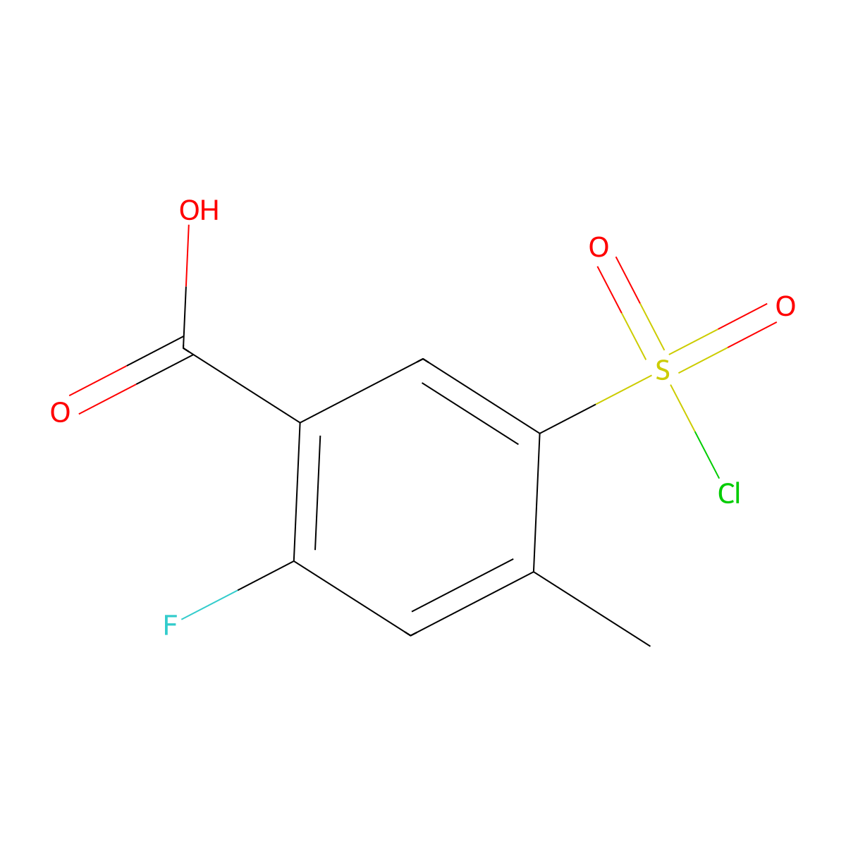 5-(Chlorosulfonyl)-2-fluoro-4-methylbenzoic acid molecular structure, CAS 1519211-09-6