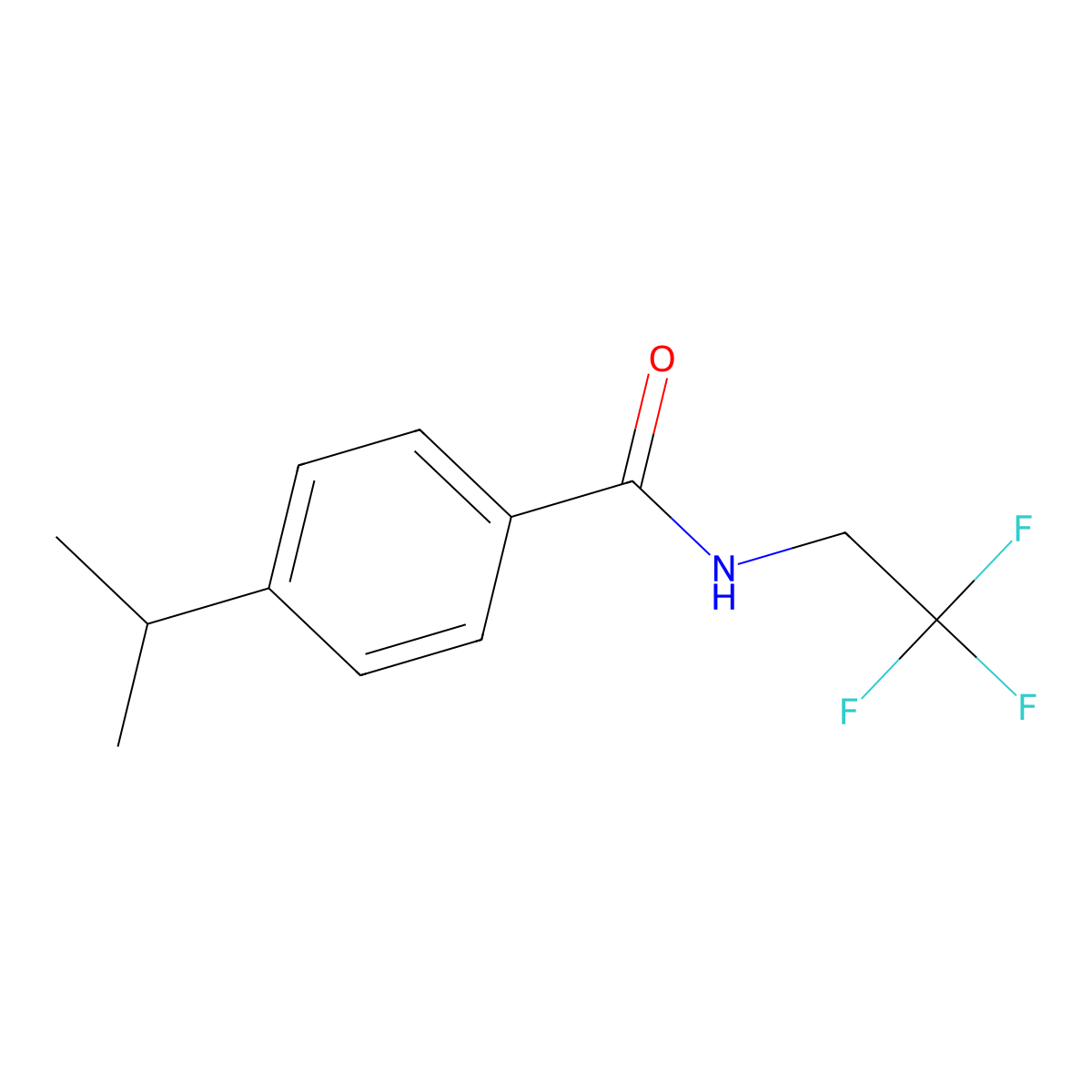 4-propan-2-yl-N-(2,2,2-trifluoroethyl)benzamide molecular structure, CAS 1519234-98-0
