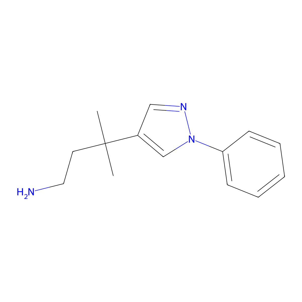 3-Methyl-3-(1-phenyl-1h-pyrazol-4-yl)butan-1-amine molecular structure, CAS 1519241-48-5