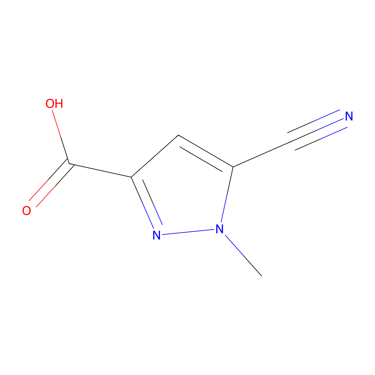 5-cyano-1-methyl-1H-pyrazole-3-carboxylic acid molecular structure, CAS 1519243-10-7