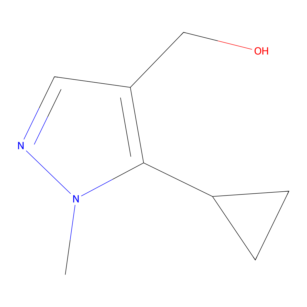 (5-cyclopropyl-1-methyl-1H-pyrazol-4-yl)methanol molecular structure, CAS 1519256-30-4