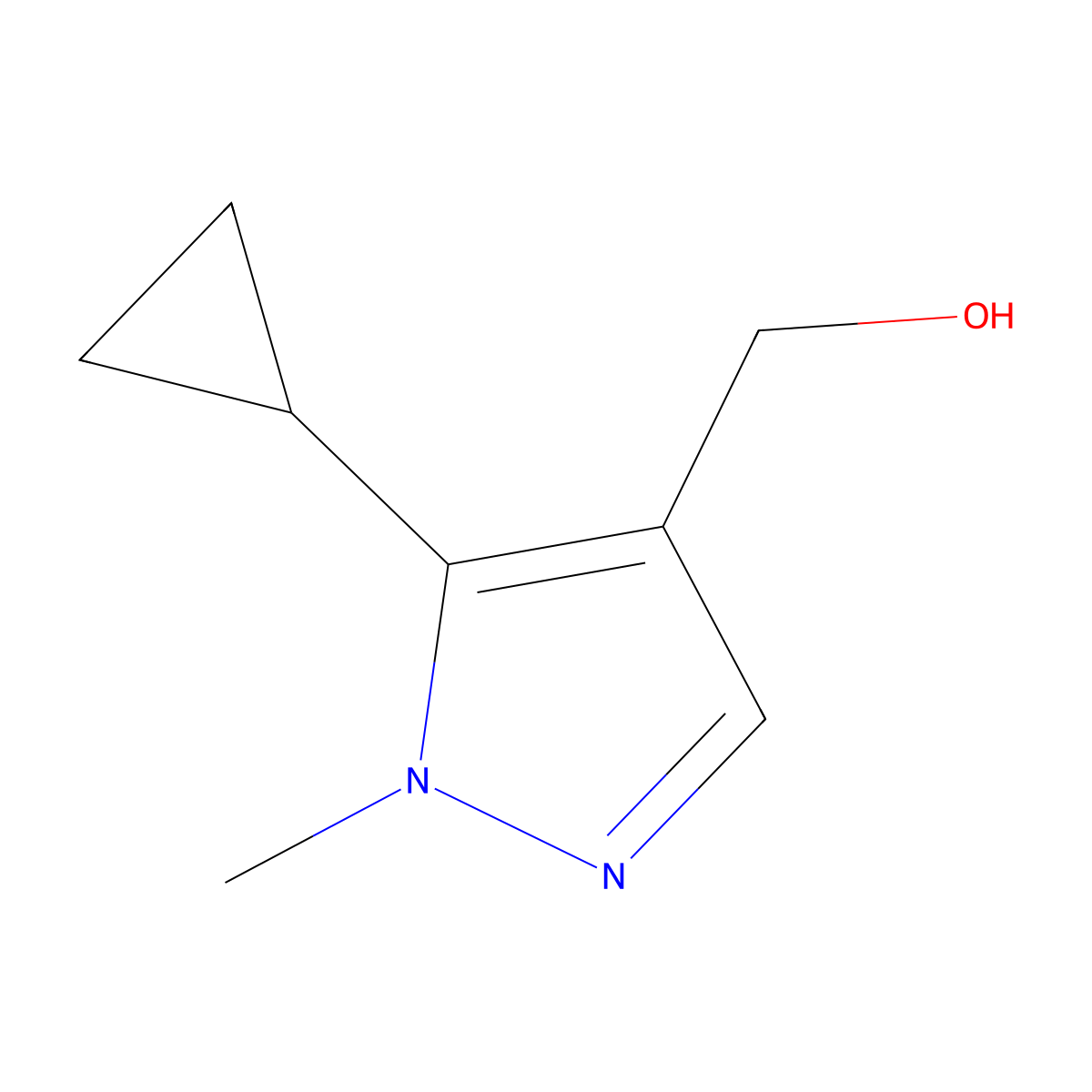 (5-cyclopropyl-1-methyl-1H-pyrazol-4-yl)methanol molecular structure, CAS 1519256-30-4