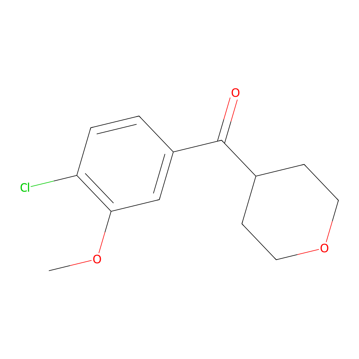 (4-Chloro-3-methoxyphenyl)(tetrahydro-2H-pyran-4-yl)methanone molecular structure, CAS 1519263-23-0