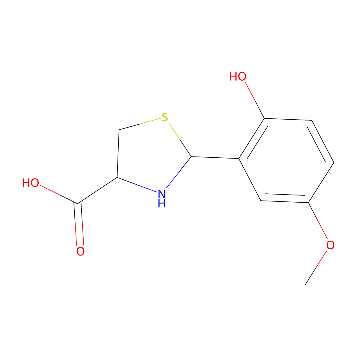 2-(2-Hydroxy-5-methoxyphenyl)-1,3-thiazolidine-4-carboxylic acid molecular structure, CAS 1519264-12-0