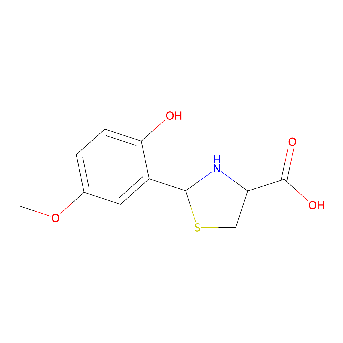 2-(2-Hydroxy-5-methoxyphenyl)-1,3-thiazolidine-4-carboxylic acid molecular structure, CAS 1519264-12-0