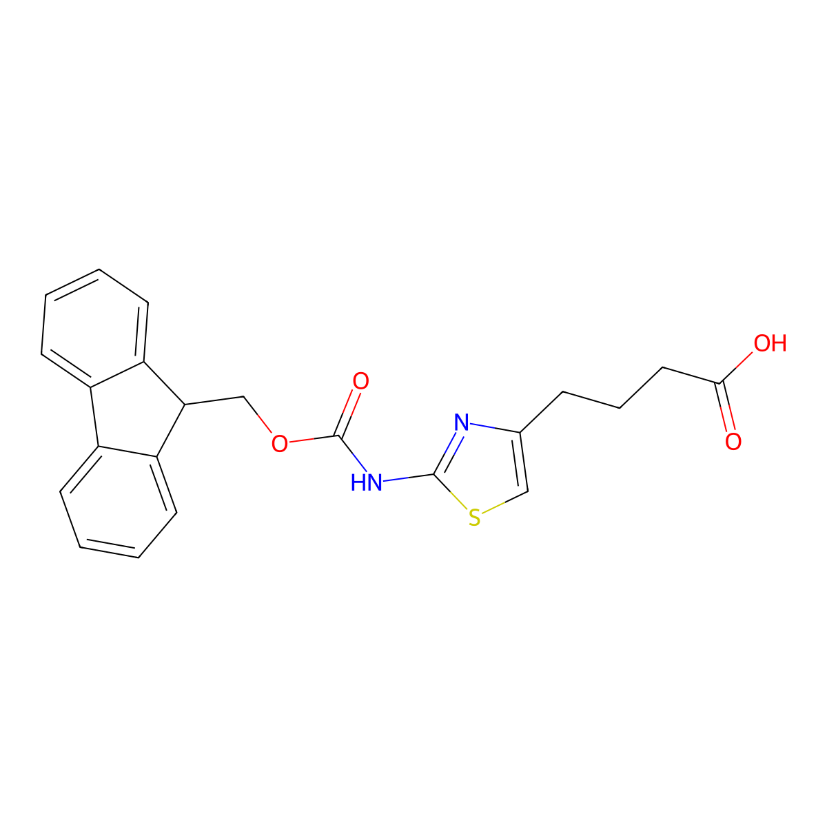 4-[2-({[(9H-fluoren-9-yl)methoxy]carbonyl}amino)-1,3-thiazol-4-yl]butanoic acid molecular structure, CAS 1519265-11-2
