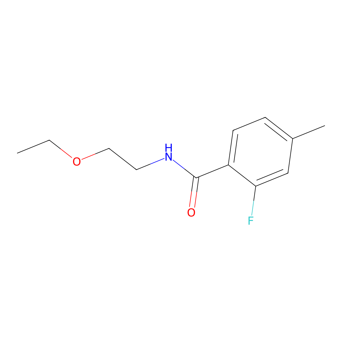 N-(2-Ethoxyethyl)-2-fluoro-4-methylbenzamide molecular structure, CAS 1519272-58-2
