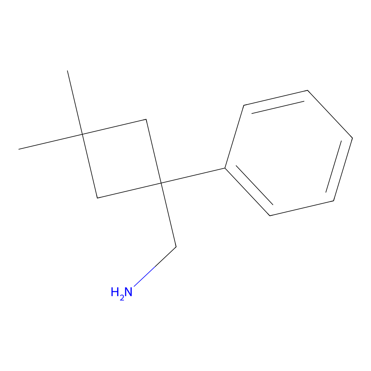 (3,3-Dimethyl-1-phenylcyclobutyl)methanamine molecular structure, CAS 1519273-62-1