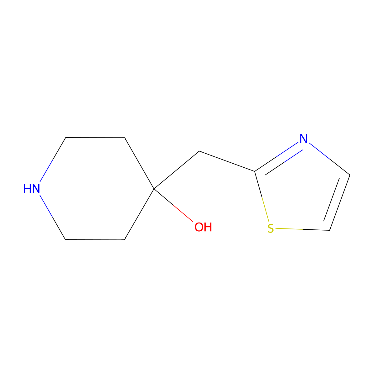 4-(Thiazol-2-ylmethyl)piperidin-4-ol molecular structure, CAS 1519277-53-2