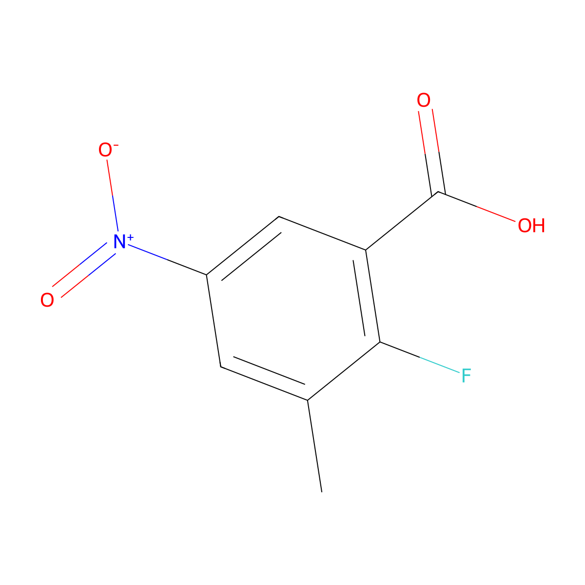 2-Fluoro-3-methyl-5-nitrobenzoic acid molecular structure, CAS 1519287-58-1